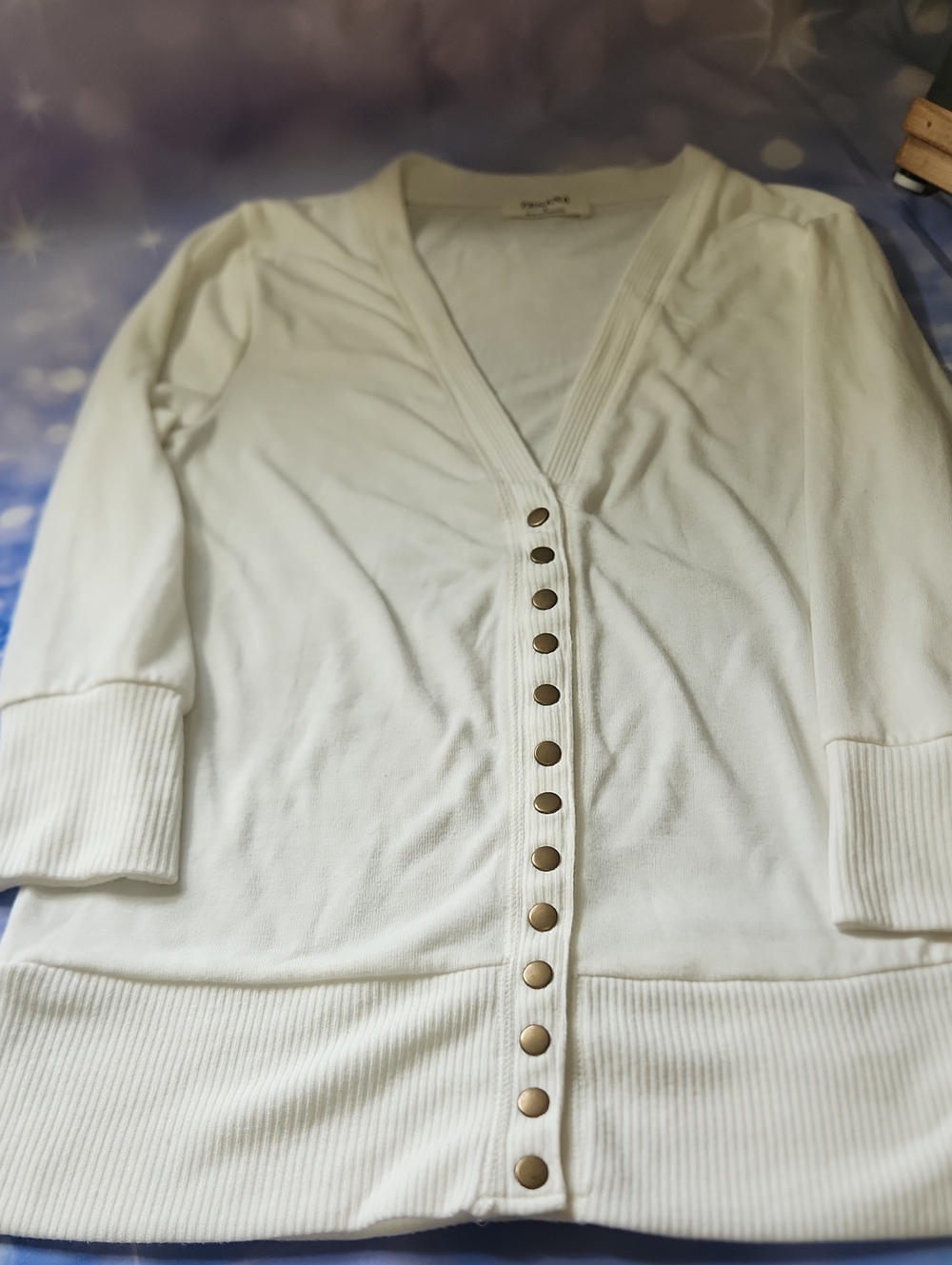Classic Cream V-Neck Snap Cardigan